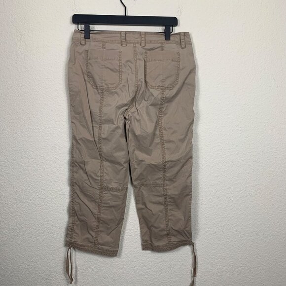 Eileen Fisher Khaki Chino Cargo Capri Pants Size 6 Organic Cotton Drawstring - Picture 9 of 9